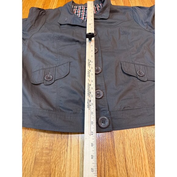 Womens Cropped Gray Jacket With Colorful Lining & Button Front 2X - Picture 3 of 9